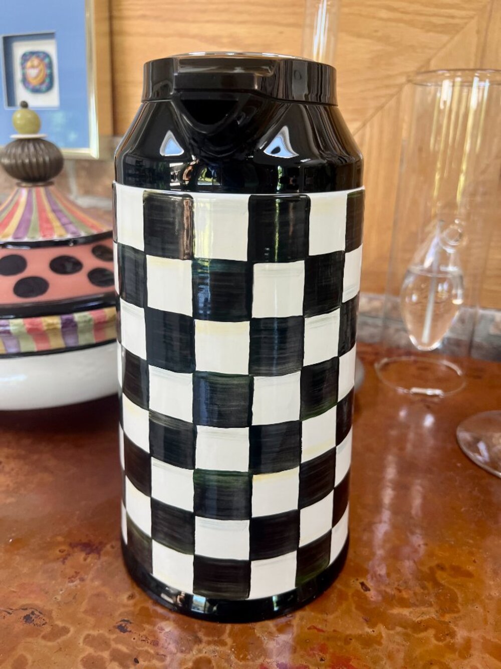 MacKenzie-Childs Courtly Check Hot Drink Dispenser/Carafe/Pitcher